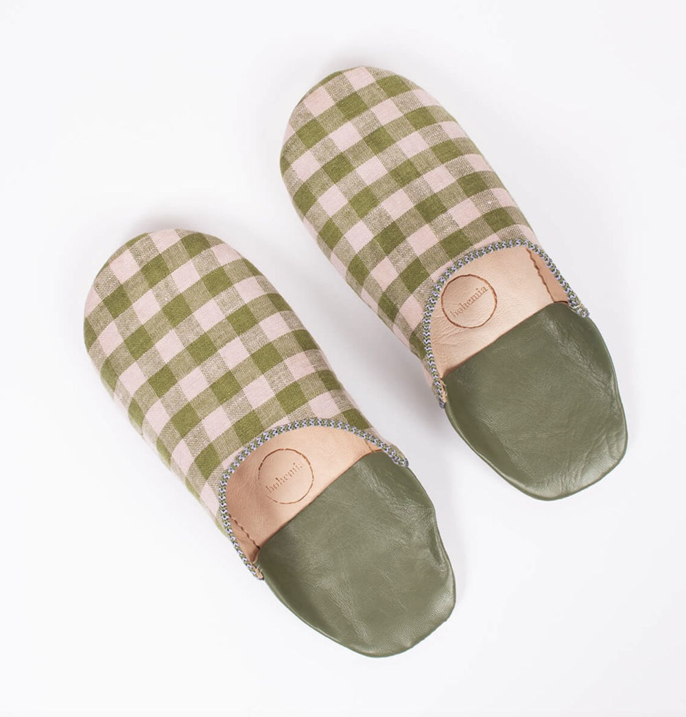 Green 2025 plaid slippers